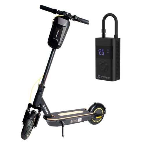 Hulajnoga elektryczna XRIDER M10 Pro 70km 500W 2 amortyzatory 10" Czarny + Pompka rowerowa XRIDER z funkcją powerbank XR00AP01