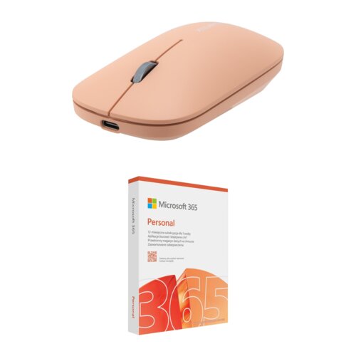 Mysz XQUANTUM WM400P Brzoskwiniowy + Program MICROSOFT 365 Personal