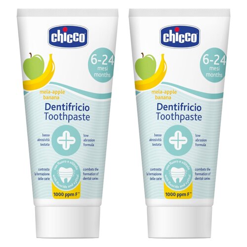 Pasta do zębów CHICCO z fluorem Jabłko-banan 45467 m 50 ml 2 szt.