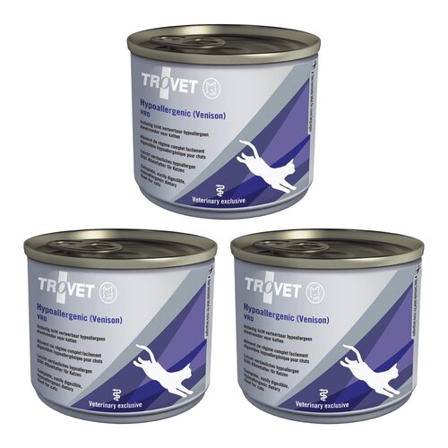 Karma dla kota  TROVET Hypoallergenic VRD z Dziczyzną 3 x 200 g