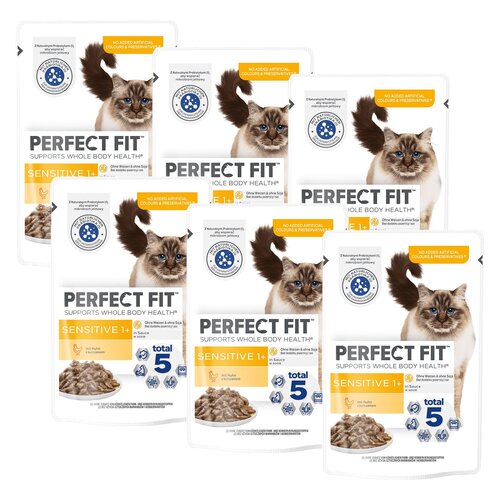 Karma dla kota PERFECT FIT Sensitive 1+ Kurczak w sosie 6 x 85 g