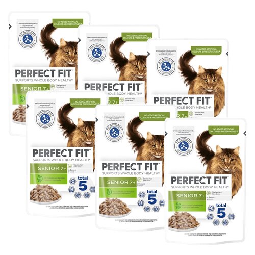 Karma dla kota PERFECT FIT Senior 7 + Indyk z marchewką 6 x 85 g