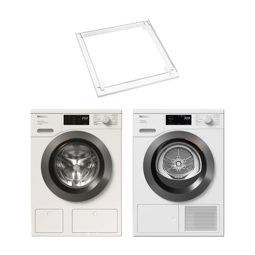 Pralka MIELE WEB685 WCS 125 Edition 8kg 1400 obr AddLoad, TwinDos + Suszarka MIELE TED645WP EcoSpeed z pompą ciepła + Łącznik MIELE WTV 501