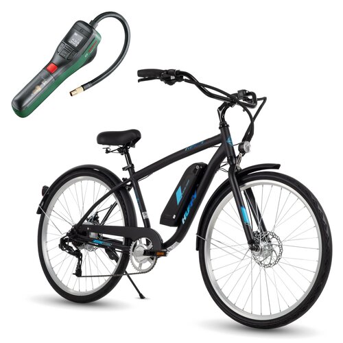 Rower elektryczny HUFFY Everett Plus 27.5 cala Czarny + Pompka rowerowa BOSCH EasyPump 0603947000