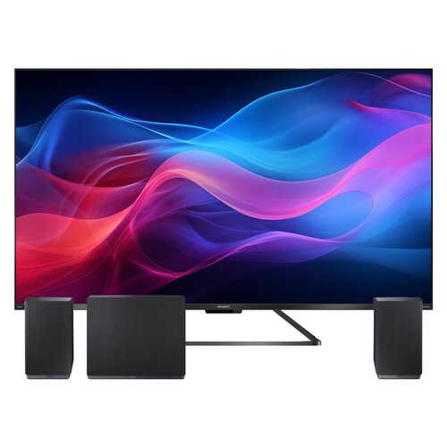 Telewizor SHARP 50GR8465E 50" QLED 4K 144Hz Google TV Dolby Vision Dolby Atmos HDMI 2.1 + Subwoofer SHARP CP-AWS0101 Czarny + Kolumny głośnikowe SHARP CP-AWS 2001 Czarny (2 szt.)