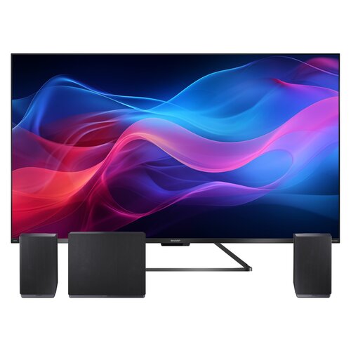 Telewizor SHARP 55GR8465E 55" QLED 4K 144Hz Google TV Dolby Vision Dolby Atmos HDMI 2.1 + Subwoofer SHARP CP-AWS0101 Czarny + Kolumny głośnikowe SHARP CP-AWS 2001 Czarny (2 szt.)