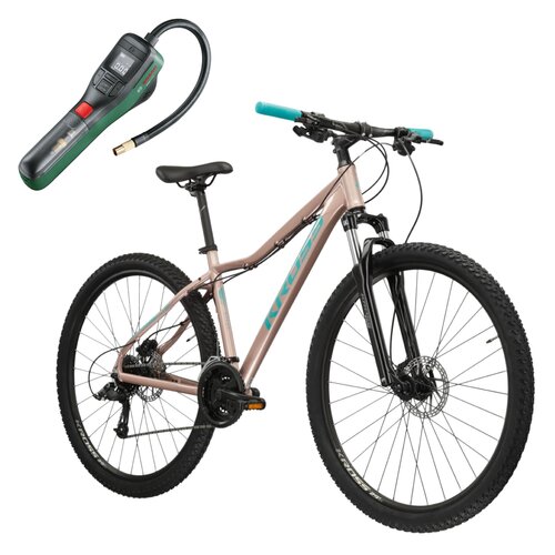 Rower górski MTB KROSS Lea 5.0 D14 27.5 cala damski Różowe złoto + Pompka rowerowa BOSCH EasyPump 0603947000