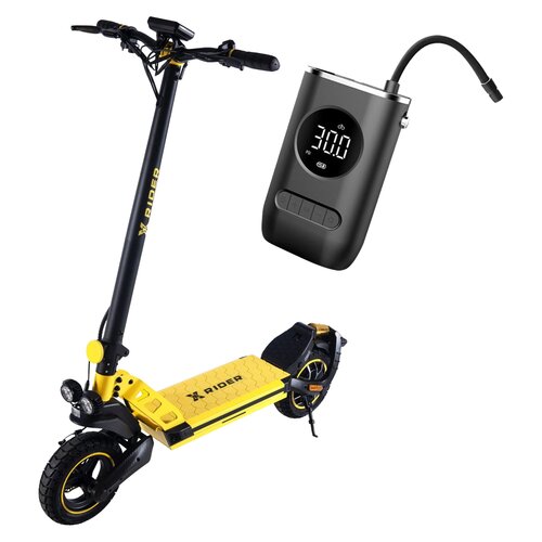 Hulajnoga elektryczna XRIDER F10 Czarno-żółty kierunkowskazy + Pompka rowerowa BECOOL BC-PP2508