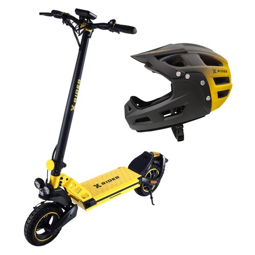 Hulajnoga elektryczna XRIDER F10 Czarno-żółty + Kask rowerowy XRIDER XR00KFH01 Czarno-żółty MTB (rozmiar S)