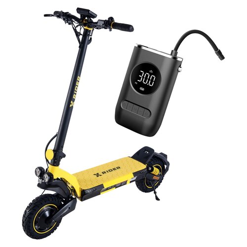 Hulajnoga elektryczna XRIDER F10 Pro 85km 2x1000W Amortyzacja 10" Czarno-żółty + Pompka rowerowa BECOOL BC-PP2508