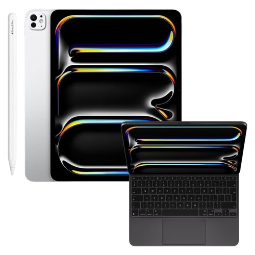 Tablet APPLE iPad Pro 13" 7 gen. 2024 256 GB Wi-Fi Srebrny + Etui na iPad Pro 13 cali APPLE Magic Keyboard Czarny Klawiatura + Rysik APPLE Pencil Pro