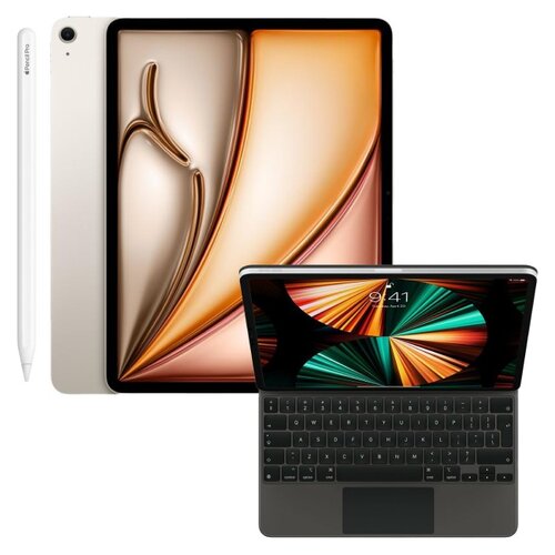 Tablet APPLE iPad Air 13 6 gen. 2024 256 GB Wi-Fi + Etui na iPad Pro APPLE Magic Keyboard + Rysik APPLE Pencil Pro