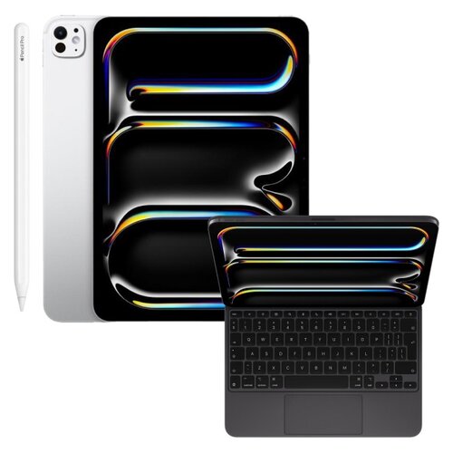Tablet APPLE iPad Pro 11" 5 gen. 2024 Nanoglass 1 TB Wi-Fi Srebrny + Etui na iPad Pro 11 cali APPLE Magic Keyboard Czarny Klawiatura + Rysik APPLE Pencil Pro