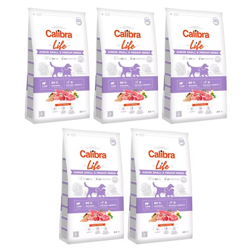 Karma sucha dla psa CALIBRA Dog Life Junior Small Medium Breed Jagnięcina 5 x 2,5 kg