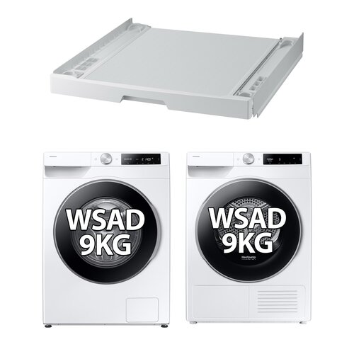 Pralka SAMSUNG WW90DG6U85LEU4 AI 9kg 1400 obr Autodozowanie + Suszarka SAMSUNG DV90T6240LE Optimal Dry AI Control + Łącznik SAMSUNG SKK-UDW