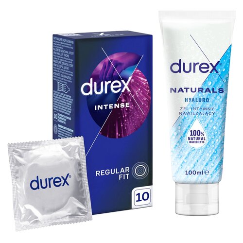 Prezerwatywy DUREX Intense (10 szt.) + Żel intymny DUREX Naturals Hyaluro 100 ml