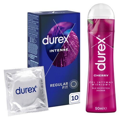 Prezerwatywy DUREX Intense (10 szt.) + Żel intymny DUREX Wiśniowy 50 ml