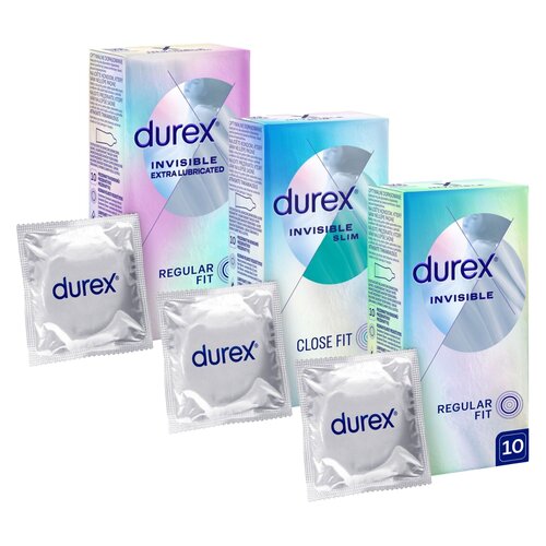 Prezerwatywy DUREX Invisible Extra Lubricated, Invisible Slim Close Fit, Invisible 3 x 10 szt.
