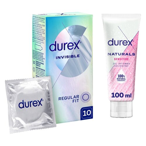 Prezerwatywy DUREX Invisible (10 szt.) + Żel intymny DUREX Sensitive 100 ml