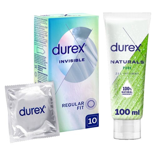 Prezerwatywy DUREX Invisible (10 szt.) + Żel intymny DUREX Naturals Pure 100 ml