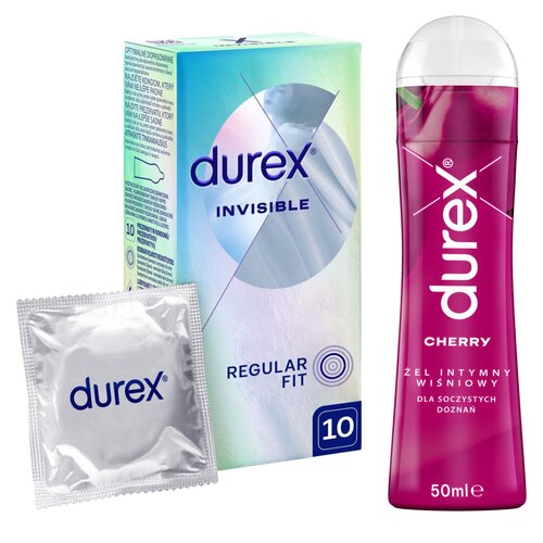 Prezerwatywy DUREX Invisible (10 szt.) + Żel intymny DUREX Wiśniowy 50 ml