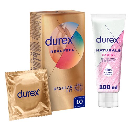 Prezerwatywa DUREX Real Feel (10 szt.) + Żel intymny DUREX Sensitive 100 ml