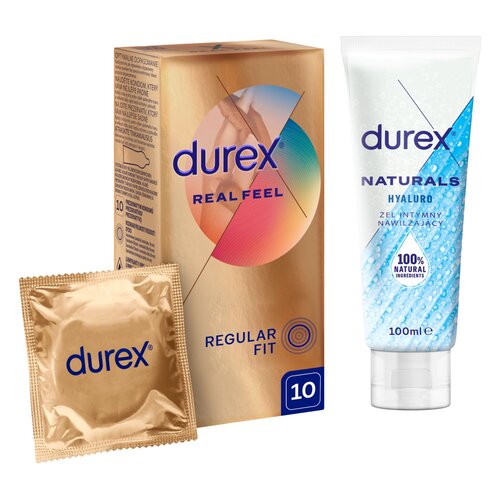 Prezerwatywa DUREX Real Feel (10 szt.) + Żel intymny DUREX Naturals Hyaluro 100 ml