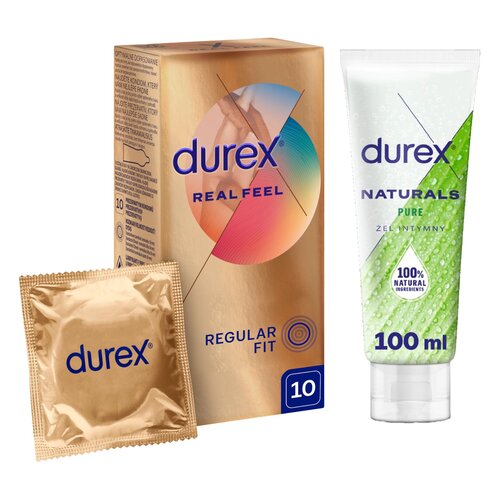 Prezerwatywa DUREX Real Feel (10 szt.) + Żel intymny DUREX Naturals Pure 100 ml