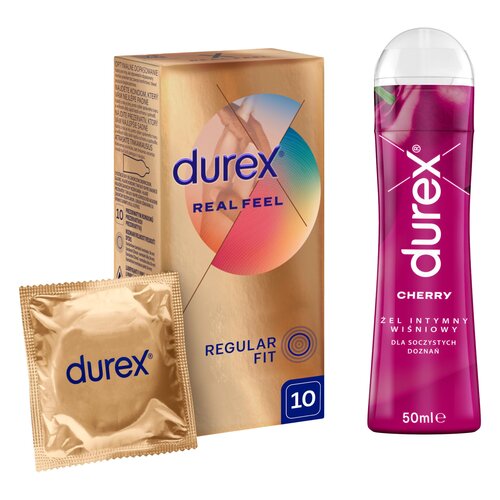 Prezerwatywa DUREX Real Feel (10 szt.) + Żel intymny DUREX Wiśniowy 50 ml