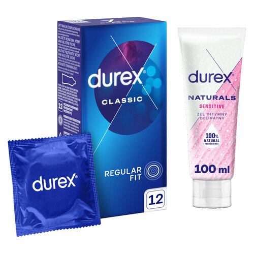Prezerwatywa DUREX Classic (12 szt.) + Żel intymny DUREX Sensitive 100 ml