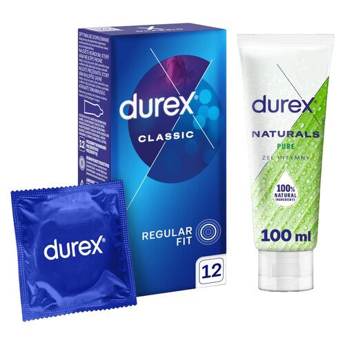 Prezerwatywa DUREX Classic (12 szt.) + Żel intymny DUREX Naturals Pure 100 ml