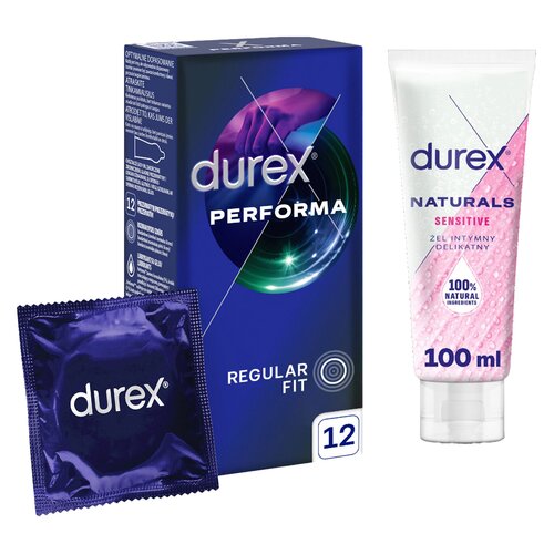 Prezerwatywa DUREX Performa (12 szt.) + Żel intymny DUREX Sensitive 100 ml