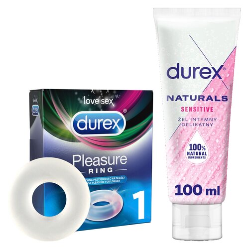 Pierścień erekcyjny DUREX Pleasure Ring + Żel intymny DUREX Sensitive 100 ml