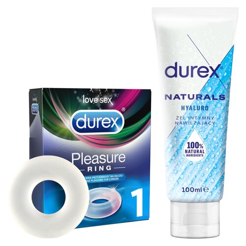 Pierścień erekcyjny DUREX Pleasure Ring + Żel intymny DUREX Naturals Hyaluro 100 ml