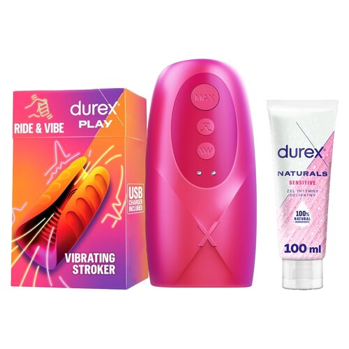 Wibrujący masturbator DUREX Play Ride & Vibe + Żel intymny DUREX Sensitive 100 ml