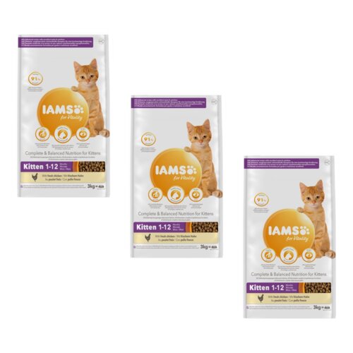 Karma dla kota IAMS For Vitality Kitten Kurczak 3 x 3 kg
