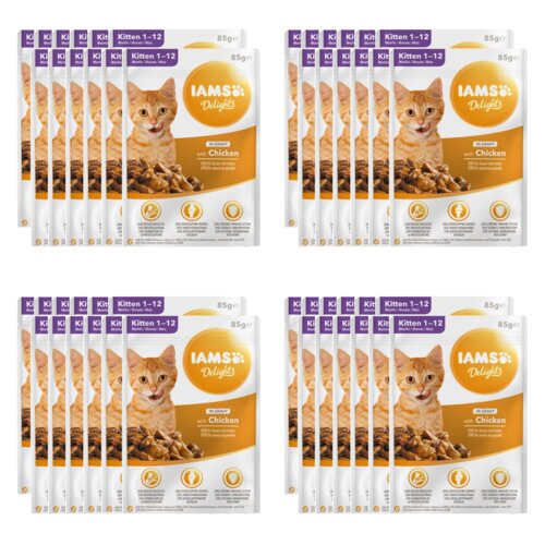 Karma dla kota IAMS Delights Kitten Kurczak w sosie (48 x 85 g)
