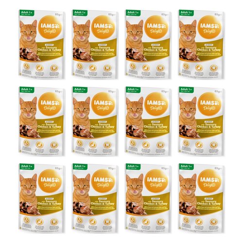 Karma dla kota IAMS Delights Aromatyczny kurczak i indyk w sosie 12 x 85 g