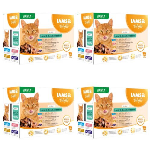 Karma dla kota IAMS Delights Land & Sea w galarecie (48 x 85 g)