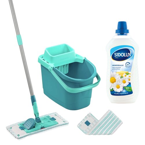 Zestaw z mopem LEIFHEIT PowerClean M 55515 + Wkład Micro Duo + Płyn do mycia podłóg SIDOLUX Mydło Marsylskie 1000 ml