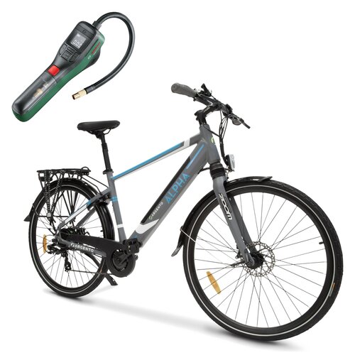 Rower elektryczny ARGENTO Alpha M20 28 cali męski Szary + Pompka rowerowa BOSCH EasyPump 0603947000