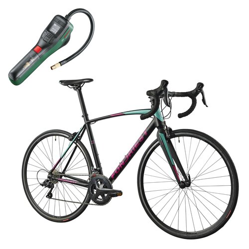 Rower szosowy FONDRIEST Eagle 1.0 D20 28 cali Czarno-różowo-seledynowy + Pompka rowerowa BOSCH EasyPump 0603947000