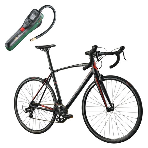 Rower szosowy FONDRIEST 110 Corsa MIG 1.O U21 28 cali Czarno-czerwony + Pompka rowerowa BOSCH EasyPump 0603947000