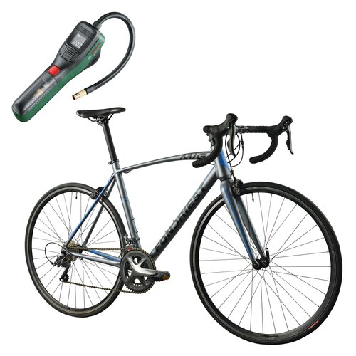 Rower szosowy FONDRIEST MIG 2.0 M21 28 cali męski Srebrno-niebieski + Pompka rowerowa BOSCH EasyPump 0603947000