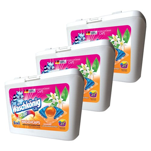 Kapsułki do prania DER WASCHKONIG Orangen und Baumwollextrakt Color - 105 szt.