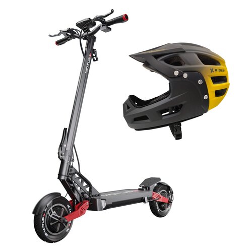 Hulajnoga MOTUS Motus PRO10 Sport Daytona 65km 2x1000W Amortyzacja 10" Czarny + Kask rowerowy XRIDER XR00KFH01 Czarno-żółty MTB (rozmiar S)