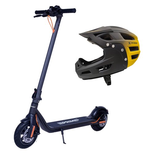 Hulajnoga elektryczna PRIME3 EES62 40 km 350W 8.5" Czarny + Kask rowerowy XRIDER XR00FH01 Czarno-żółty MTB (rozmiar L)