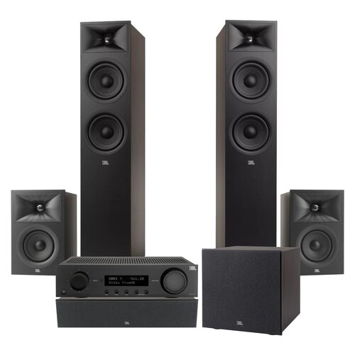 Amplituner JBL MA310 Czarny + Kolumny głośnikowe JBL Stage 2 260F Czarny (2 szt.) + Kolumna głośnikowa JBL Stage 2 240 B Czarny (2 szt.) + Głośnik centralny JBL Stage 2 245C Czarny (1 szt.) + Subwoofer JBL Stage 2 200 P Czarny