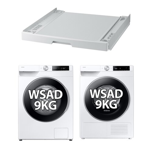 Pralka SAMSUNG WW90DG6U25LEU4 AI Control EcoBubble 9kg 1400 obr + Suszarka SAMSUNG DV90T6240LE Optimal Dry AI Control + Łącznik SAMSUNG SKK-UDW