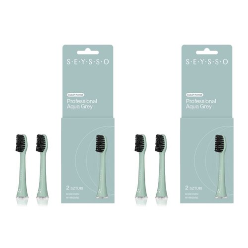 Oryginalna końcówka do szczoteczki SEYSSO Basic Color (4 szt.) Aqua Grey (Docierają do trudno dostępnych miejsc)